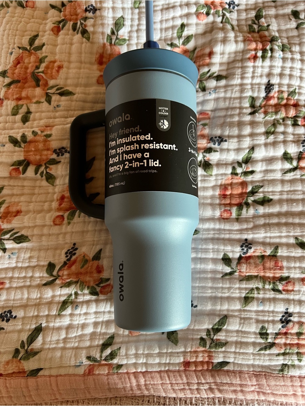 Owala Light Blue Insulated Tumbler with Handle & Straw